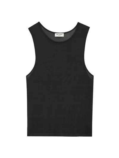 Saint Laurent Women's Crop Tank Top In Knit In Black