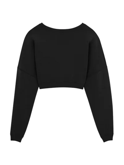 Saint Laurent Cropped Cotton Sweatshirt In Black