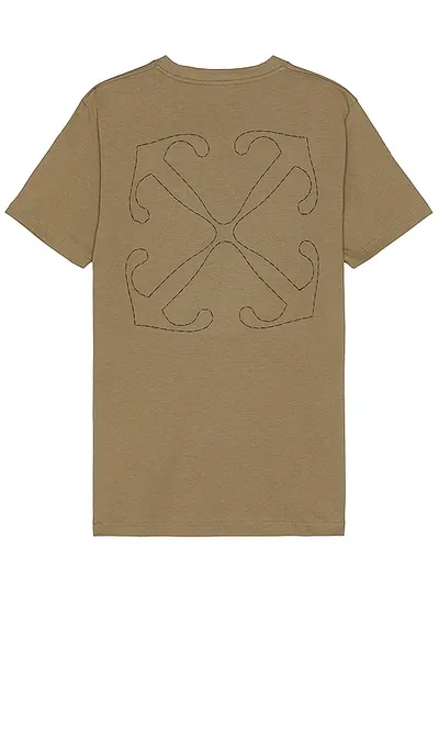 Off-white Off Stitch Slim Short Sleeve Tee In Beige