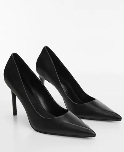 Mango Heel Leather Shoes Black