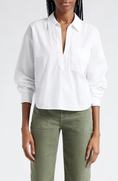 Veronica Beard Khai V-neck Long Sleeve Top In White