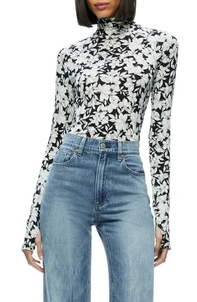 Alice And Olivia Delania Printed Turtleneck Top In Homeroom Floral