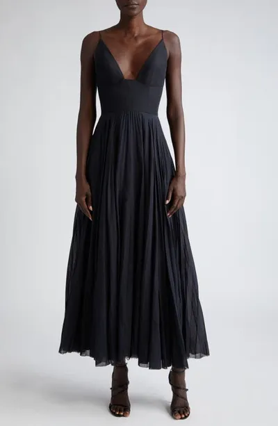 Brandon Maxwell The Wesley Silk-cotton Bralette Maxi Dress In Black