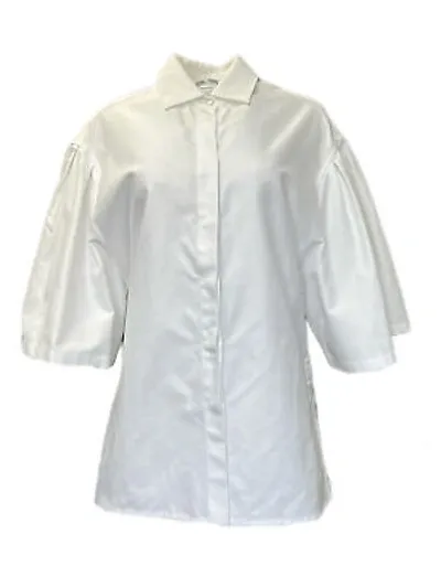 Pre-owned Max Mara Damen Weiss Tamigi Baumwollhemd Grösse 8