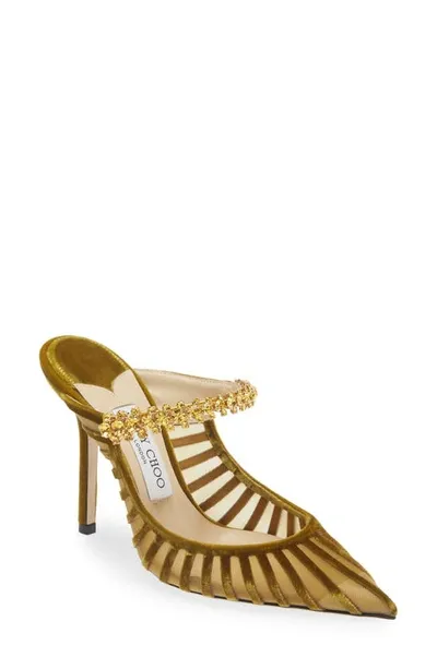 Jimmy Choo Bing Mesh Crystal-strap Mule Pumps In Multicolor