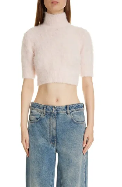 Givenchy 4g Crop Alpaca & Wool Blend Turtleneck Sweater In Blush Pink