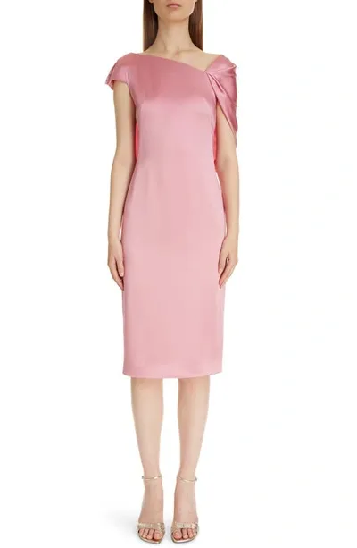 Givenchy Cape-detailed Satin Midi Dress In Flamingo