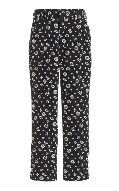 Rosie Assoulin Oboe Printed Cotton-blend Pants In Black,white