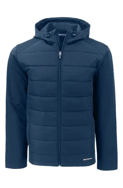 Cutter & Buck Evoke Water & Wind Resistant Insulated Quilted Recycled Polyester Puffer Jacket In Navy Blue