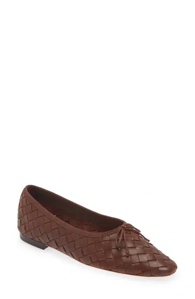 Loeffler Randall Landry Woven Leather Ballerina Flats In Chocolate