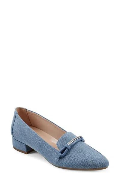 Easy Spirit Women's Eflex Carlina Slip-on Pointy Toe Dress Pumps In Medium Blue Denim- Textile