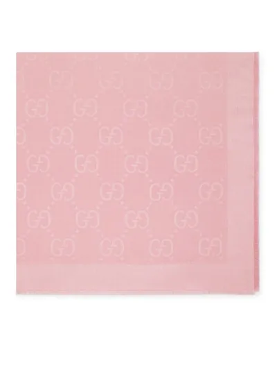 Gucci Gg Jacquard Silk & Wool Shawl In Pink