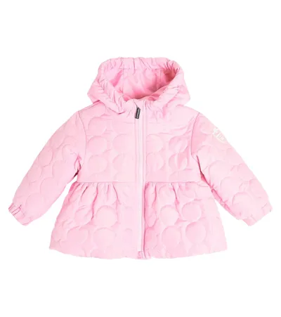 Monnalisa Babies' Flared Quilted Hooded Jacket In Pink