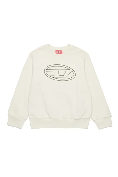 Diesel Kids' Oval-d Logo-print Cotton Sweatshirt In White