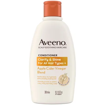 Aveeno Haircare Clarify And Shine+ Apple Cider Vinegar Conditioner 300ml In White