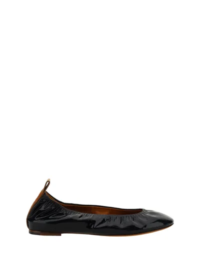 Lanvin Leather Ballerina Flats In Black