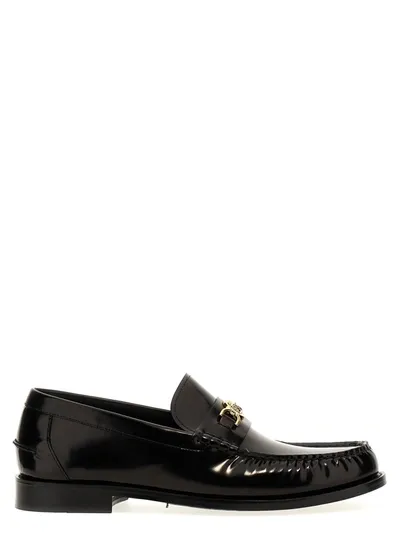 Versace Medusa Leather Loafers In Black