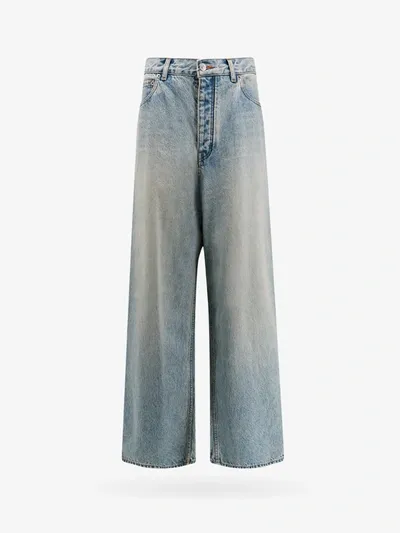 Balenciaga Logo Patch Straight Leg Jeans In Grey