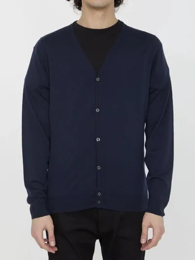 John Smedley Wool Cardigan In Blue