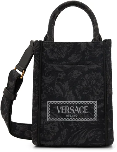 Versace Black Barocco Athena Mini Tote In Multicolor