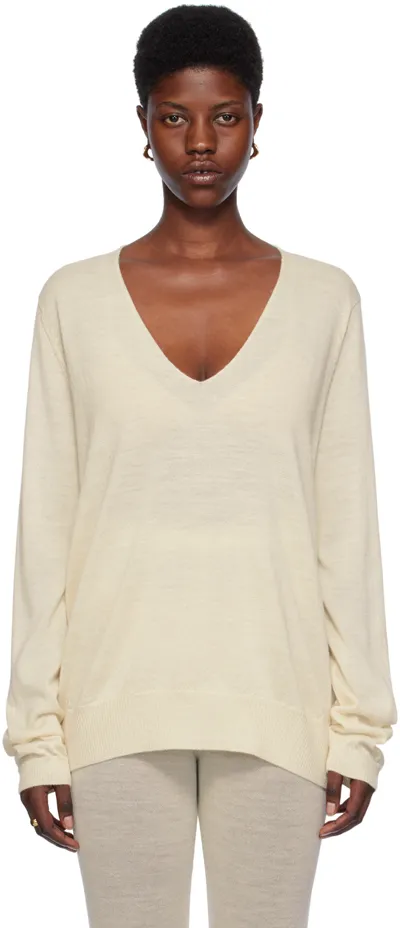 Lauren Manoogian Off-white V-neck Sweater In Rw01 Raw White