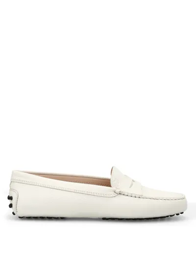 Tod's Gommino Leather Loafers In White