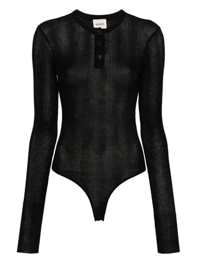 Khaite Janelle Cotton Blend Bodysuit In Black