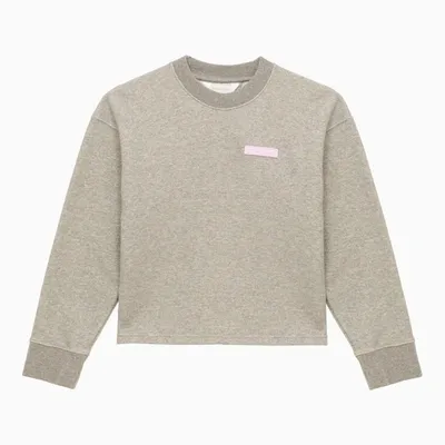 Palm Angels Kids' Grey Cotton-blend Sweatshirt With Split