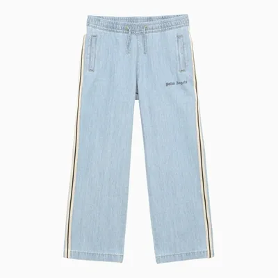 Palm Angels Kids' Light Blue Denim Jeans With Logo