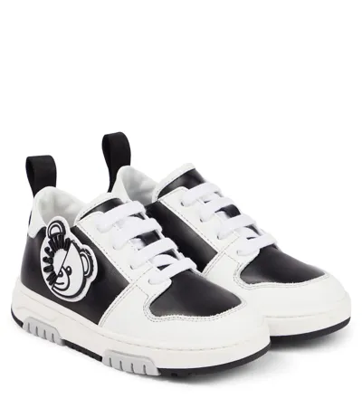 Moschino Kids' Leather Sneakers In White