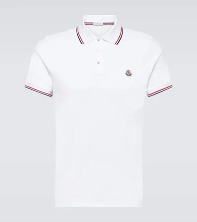 Moncler Cotton Piquet Polo Shirt In White