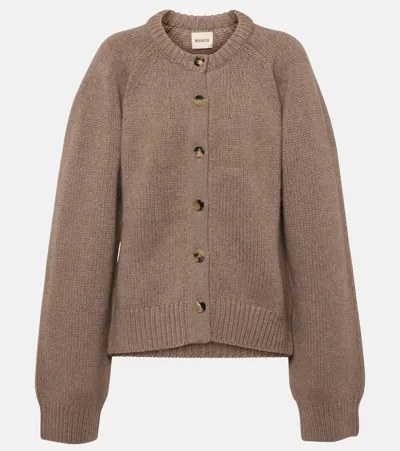 Khaite The Emili Cashmere Cardigan In Barley