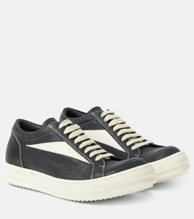 Rick Owens Vintage Leather Sneaker In Black/white