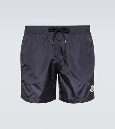 Moncler Logo Swim Trunks In Blue