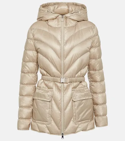 Moncler Argenno Quilted Down Parka In Beige