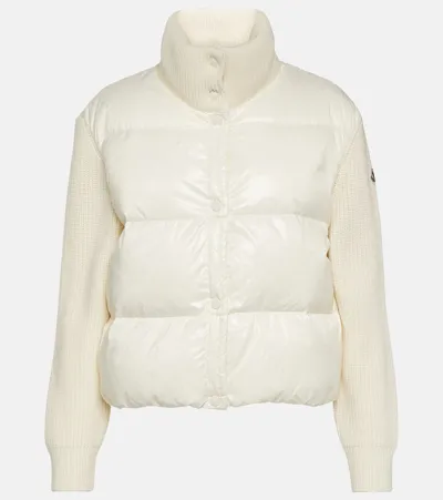 Moncler Off-white Paneled Down Jacket In 35 White