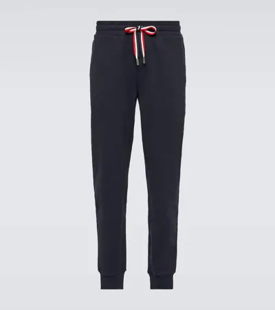 Moncler Cotton Fleece Sweatpants In Blue