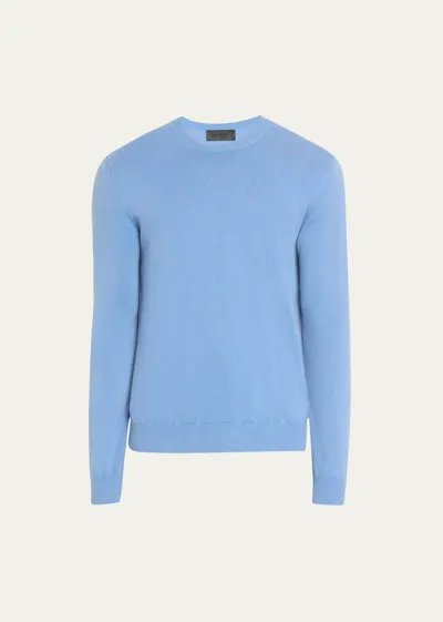 Iris Von Arnim Men's Stonewashed Cashmere Crewneck Sweater In Azurine