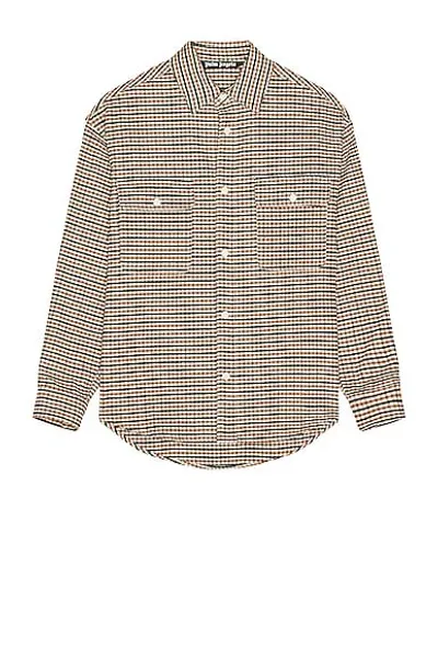 Palm Angels Micro Check Overshirt In Brown Black