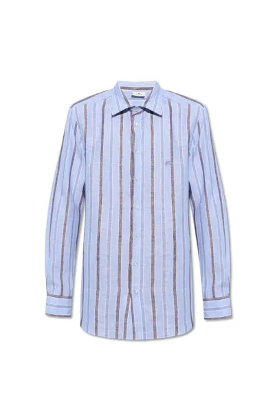 Etro Logo Embroidered Striped Shirt In Multi