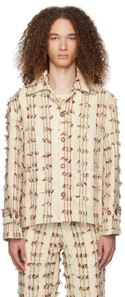 Harago Off-white Fringed Jacket In Off White