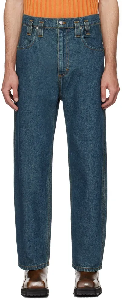 Eckhaus Latta Blue Baggy Jeans In New Blue