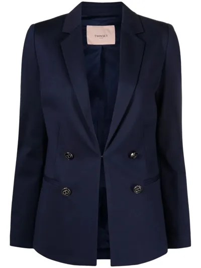 Twinset Faux Double-breasted Blazer In Blue