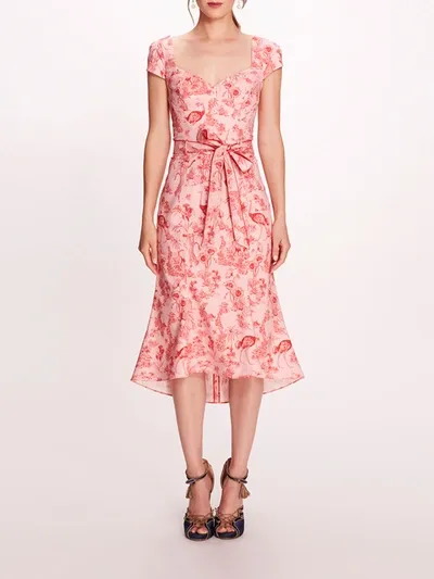 Marchesa Daylily Dress In Blush/red