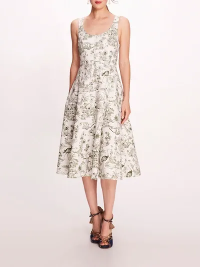 Marchesa Elowen Dress In Ivory/green