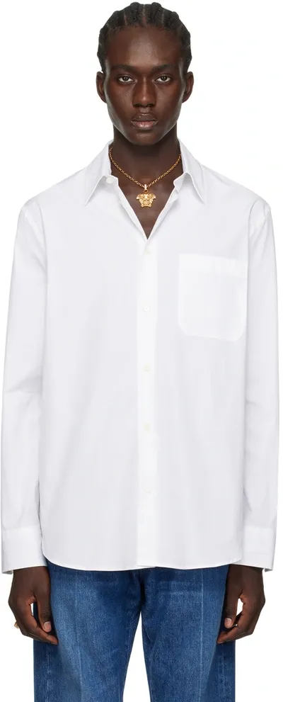 Versace White Barocco Shirt In 5k410-champagne