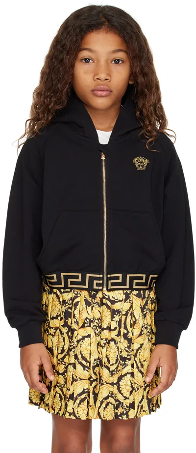 Versace Kids Black Medusa Hoodie In Nero+oro