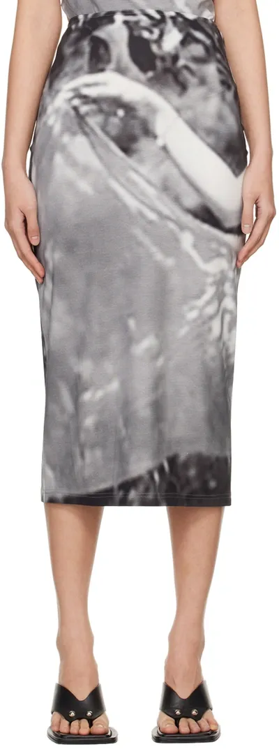 Elliss Ssense Exclusive Gray Float Midi Skirt In Print Multi