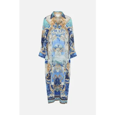 Camilla Views Of Vesuvius Collared Kaftan Coverup In Blue