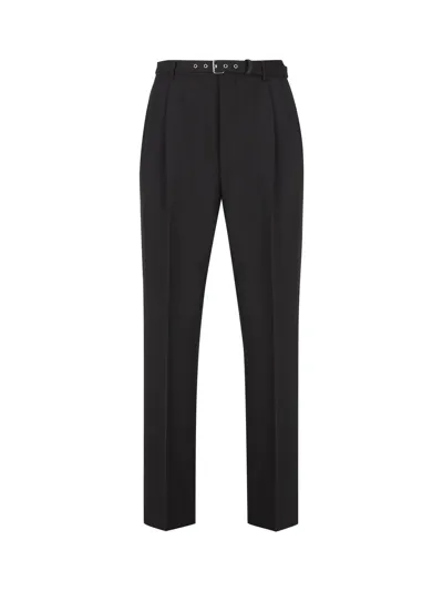 Prada Belted Tailored Trousers In Black